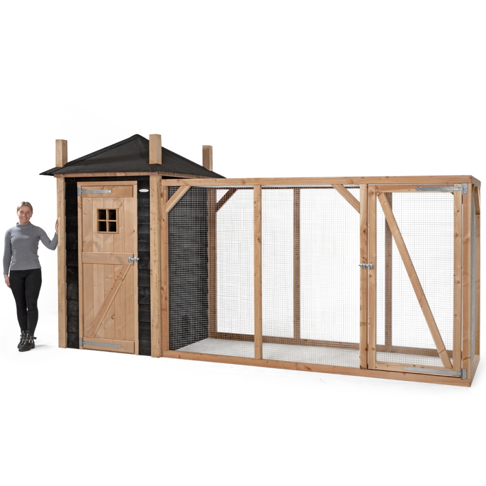 Voldux Kippenhok Hooiberg Mees XL 437x150x235 cm groot kippenhok met ren en hooiberg