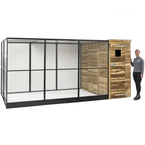 Voldux Voliere Pien Rechts 391x200x190 cm grote vogelvolière met sluis en aluminium vlucht