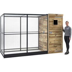 Voldux Volière Thomas Rechts 289x120x190 cm vogelvolière met sluis en aluminium vlucht