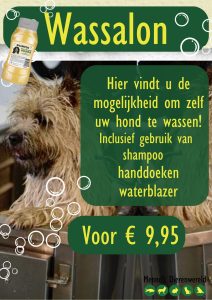 Hier vindt u de mogelijkheid om zelf uw hond te wassen! Inclusief gebruik van shampoo handdoeken waterblazer 
