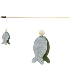 kattenhengel met vis hout en vilt met kattenkruid 48 cm