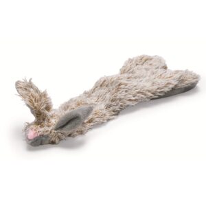 Flatino pluche konijn grijs 30x13 cm hondenspeeltje zonder vulling