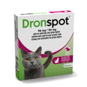 Dronspot kat 5-8kg 2 pipetten spot-on ontworming voor grote katten tegen maagdarmwormen