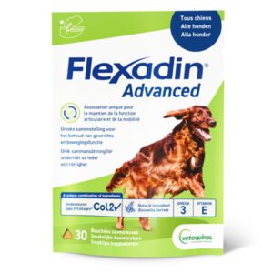 Flexadin Advanced Boswellia 30 stuks smakelijke kauwbrokjes voor honden ter ondersteuning van gewrichtsmobiliteit en flexibiliteit