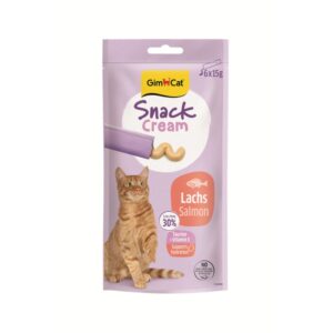 GimCat Snack Cream Zalm 6 x 15 gram romige kattensnack met 30 procent zalm