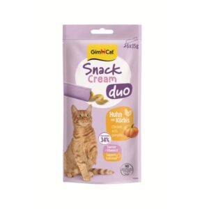 GimCat Snack Cream Duo Kip en Pompoen 6 x 15 gram romige kattensnack