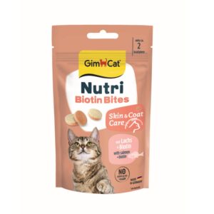 GimCat Nutri Biotin Bites 40 gram kattensnack met zalm en biotine voor huid en vacht