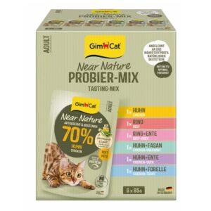GimCat Near Nature Mix 6 x 85 gram met zes smaken graanvrij katten natvoer