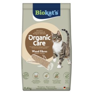 Biokat's Organic Care Wood Fibres 30 liter kattenbakvulling van natuurlijke houtvezels met klontvorming en hoge absorptie