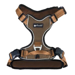 Magnetisch outdoor tuig mokka van Petlando met magnetische sluitingen, reflecterende randen en verstelbare pasvorm.