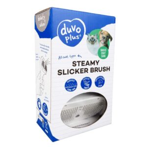 Stoom- en slickerborstel XL 20x11x6,5cm van duvoplus zelfreinigende vachtborstel met stoomfunctie en USB-opladen