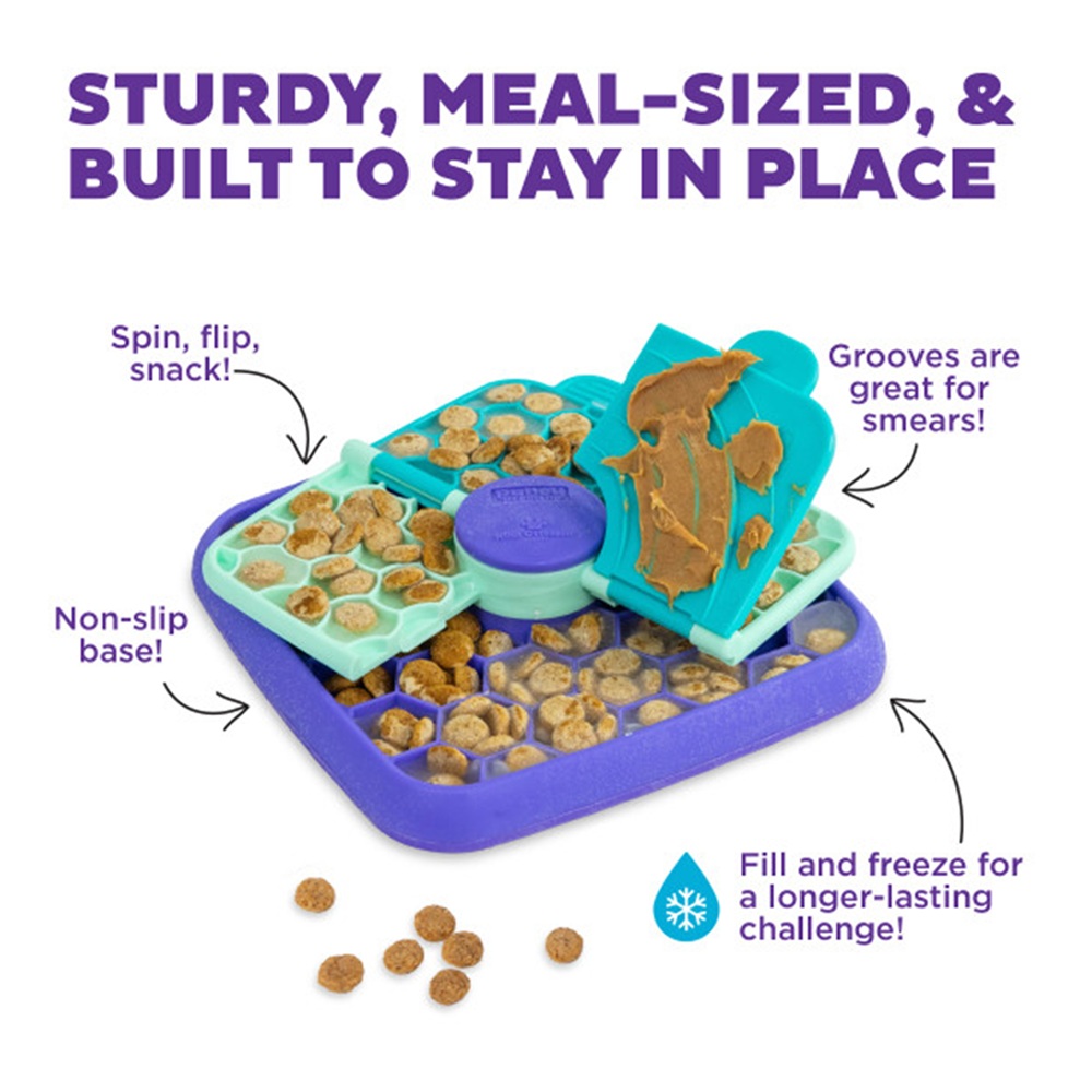 Nina Ottosson Lick N’Flip 19x19x5cm hondenpuzzel met likmat slow feeder en draaibare flapjes voor snacks