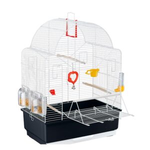 Ferplast Ibiza Open wit 49,5x30x69cm vogelkooi voor kanaries en kleine tropische vogels met open voorkant zitstok en accessoires