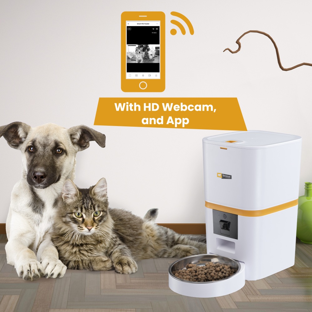 Ferplast voerautomaat smart 19x35x32cm automatische voerdispenser voor hond en kat met app bediening camera en 6 liter reservoir