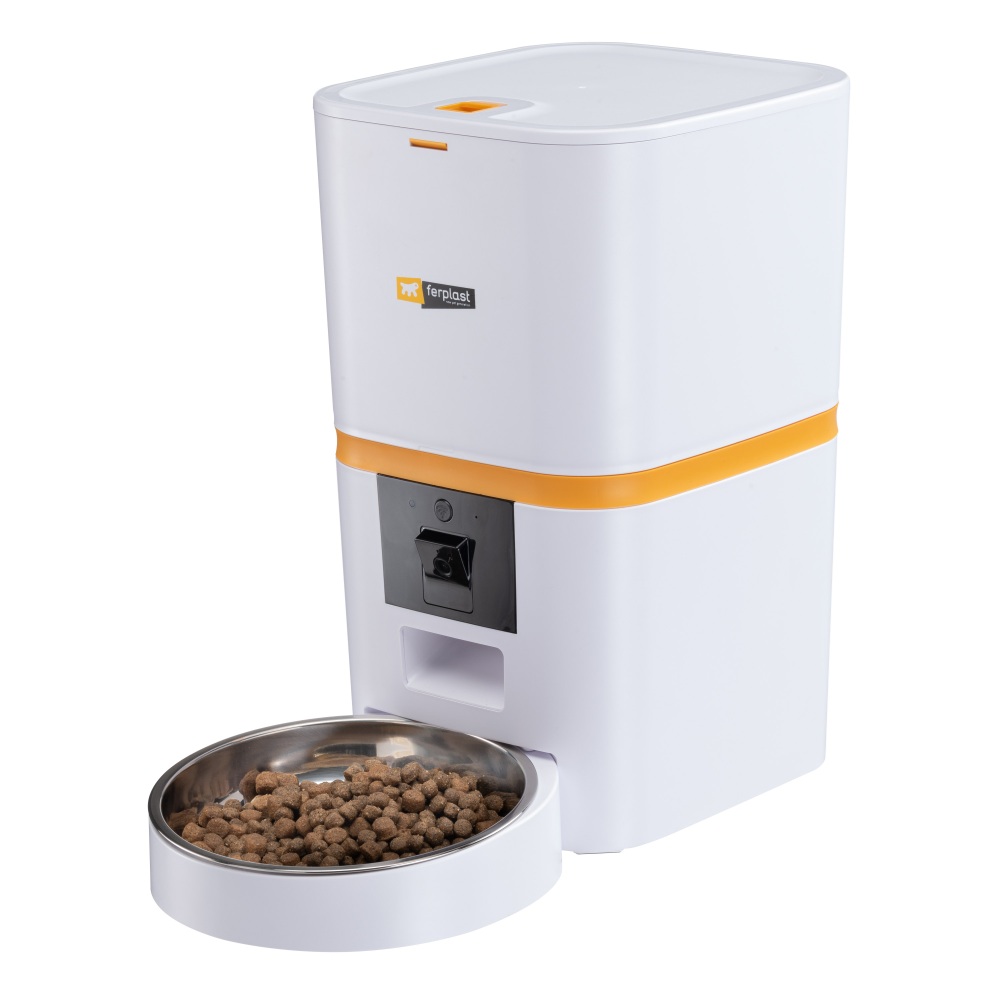 Ferplast voerautomaat smart 19x35x32cm automatische voerdispenser voor hond en kat met app bediening camera en 6 liter reservoir