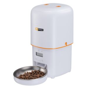 Ferplast voerautomaat 14,5x31x31,5cm automatische voerdispenser voor hond en kat met 4 liter reservoir en RVS voerbak