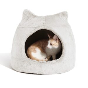 Katteniglo ivoor 43cm zachte beschutte slaapplek voor katten