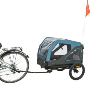 TRIXIE hondenfietskar S voor honden tot 23 kg met gaasvensters, regenbescherming, veiligheidsvlag en snelbevestigingswielen