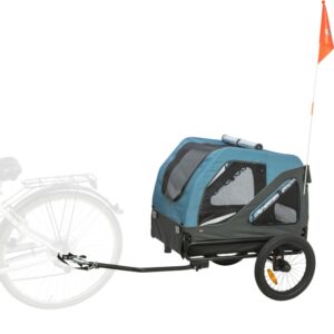 TRIXIE hondenfietskar M voor honden tot 35 kg met gaasvensters, regenbescherming, veiligheidsvlag, reflectie en snelbevestigingswielen