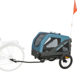 TRIXIE hondenfietskar L voor honden tot 45 kg met gaasvensters, regenbescherming, veiligheidsvlag en snelbevestigingswielen