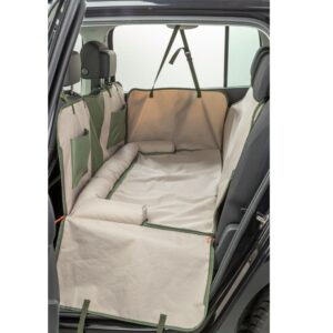 Autobeschermdeken olijfgroen 161x210cm omkeerbare achterbankhoes voor honden met koel en warm oppervlak, zakken en gaasdeel