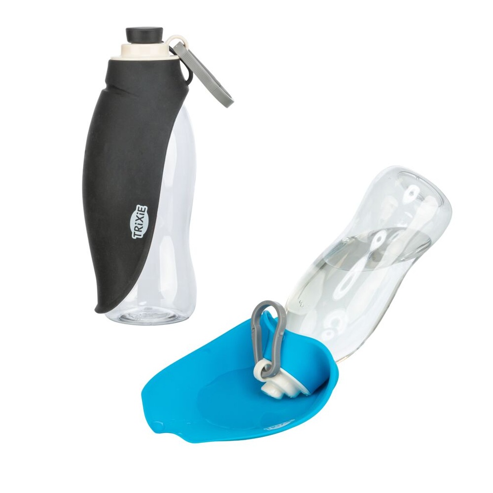 Drinkfles met waterbak 550ml met omklapbare siliconen drinkbak voor honden onderweg in assorti kleuren