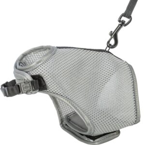Soft-Tuig met Riem grijs 28-42cm van ademend mesh materiaal met elastische riem reflecterende elementen en kliksluiting