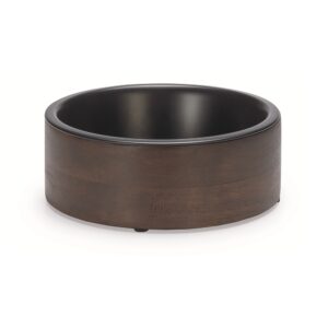 Houten eetbak Milani zwart 17cm van Designed by Lotte met acaciahouten standaard en matzwart RVS bakje van 800 ml