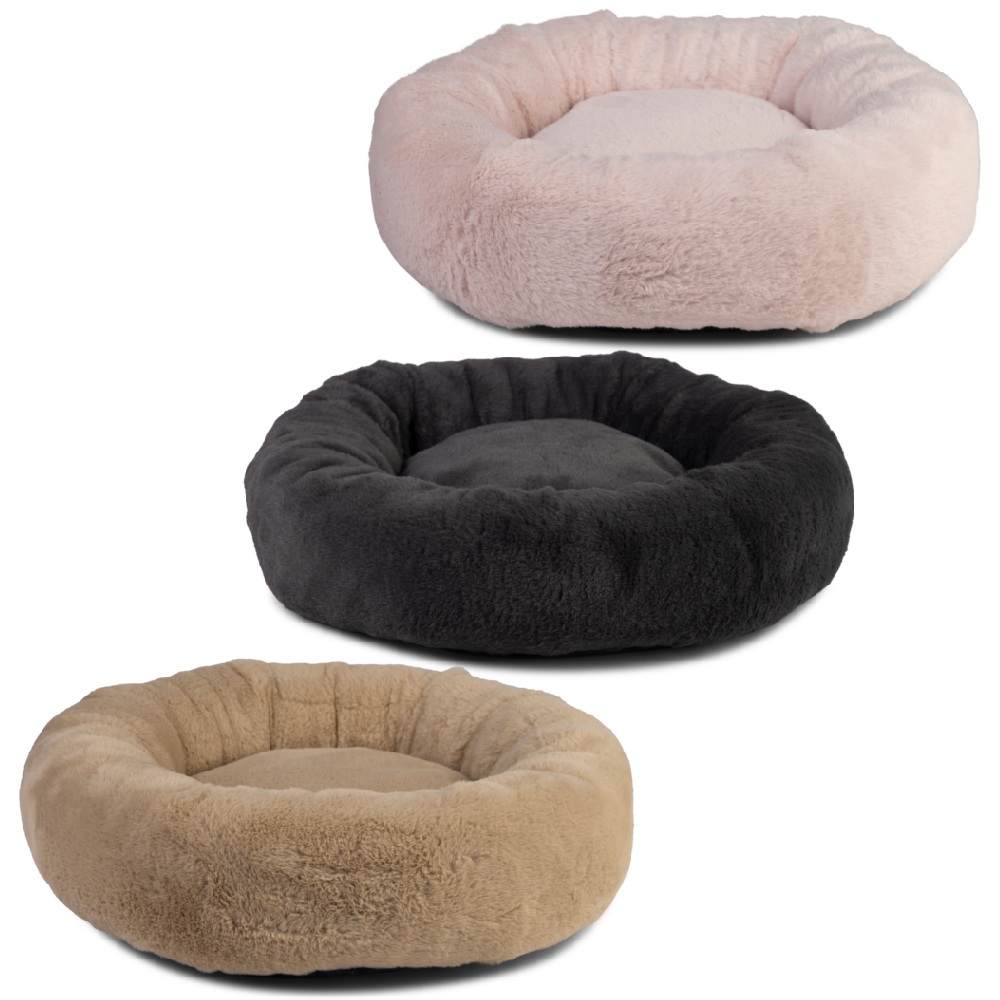 Beeztees Ligbed Miza 43x43x11cm assorti kattenmand van zachte pluche met hoge randen en antislip bodem