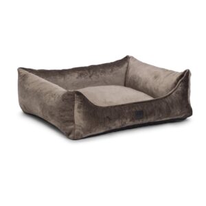 Designed by Lotte Orthopedische hondenmand Soft Essence mokka met memory foam vulling, velours stof en anti-slip bodem