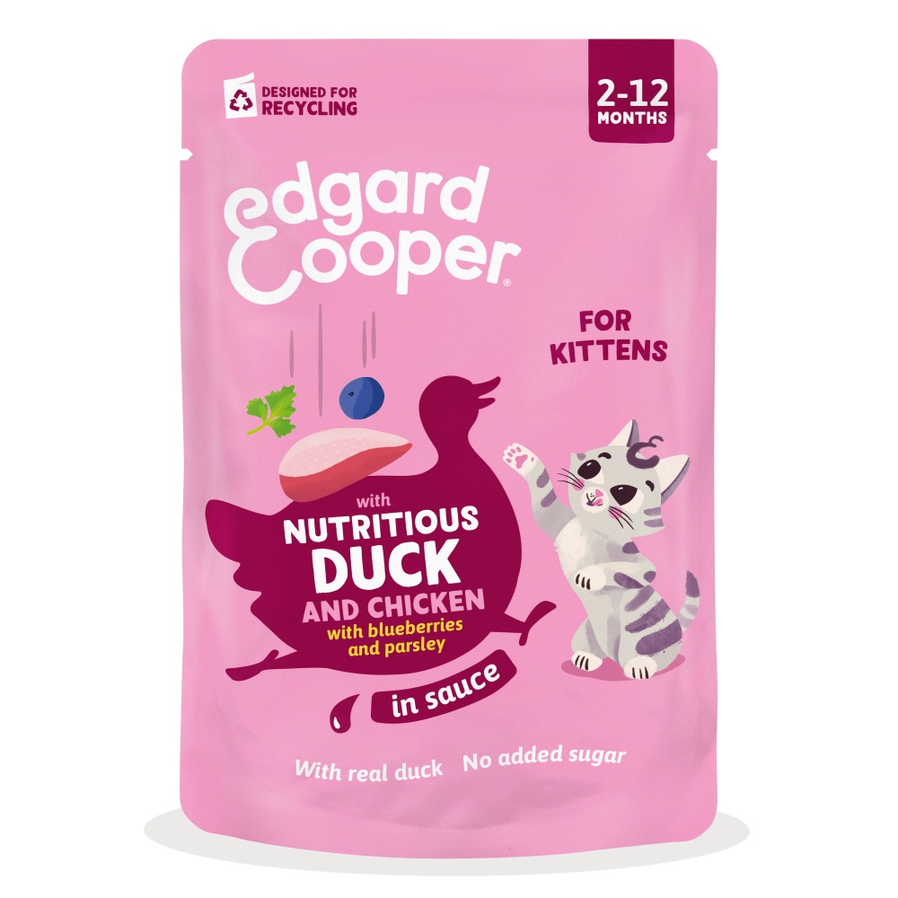 Edgard & Cooper Kitten Eend & Kip in Saus 85 gram kittenvoer
