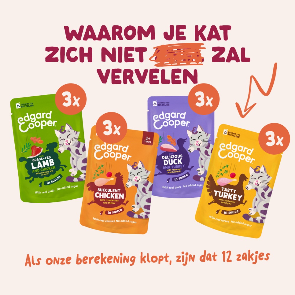 Edgard & Cooper Farm Selectie 12x85 gram kattenvoer met kip, lam, kalkoen en eend in saus