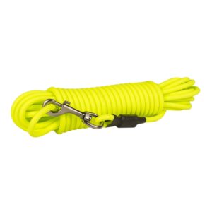 Ronde PVC sleeplijn neon geel 8mm slijtvaste vuilafstotende hondenlijn met metalen gesp voor training, bos en strand