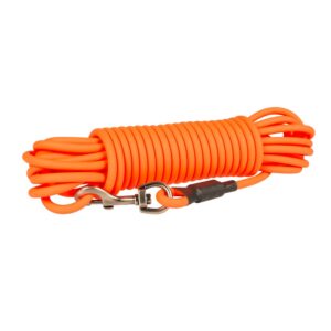 Ronde PVC sleeplijn neon oranje 8mm slijtvaste vuilafstotende hondenlijn met metalen gesp voor training, bos en strand