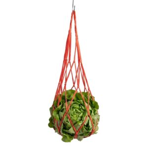 Rood voedernet voor kippen van 50 x 18 cm met ophanghaak