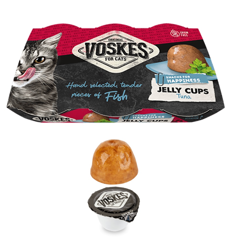 Voskes Jelly Cups Tonijn kattensnack in gelei 6 cups van 25 gram