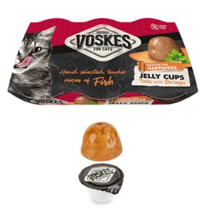 Voskes Jelly Cups Tonijn en Garnalen kattensnack in gelei 6 cups van 25 gram