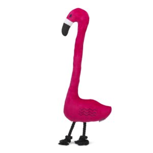 Pluche Flamingo Fifi roze hondenspeelgoed van 75 cm met lange nek en katoenen flostouwpootjes