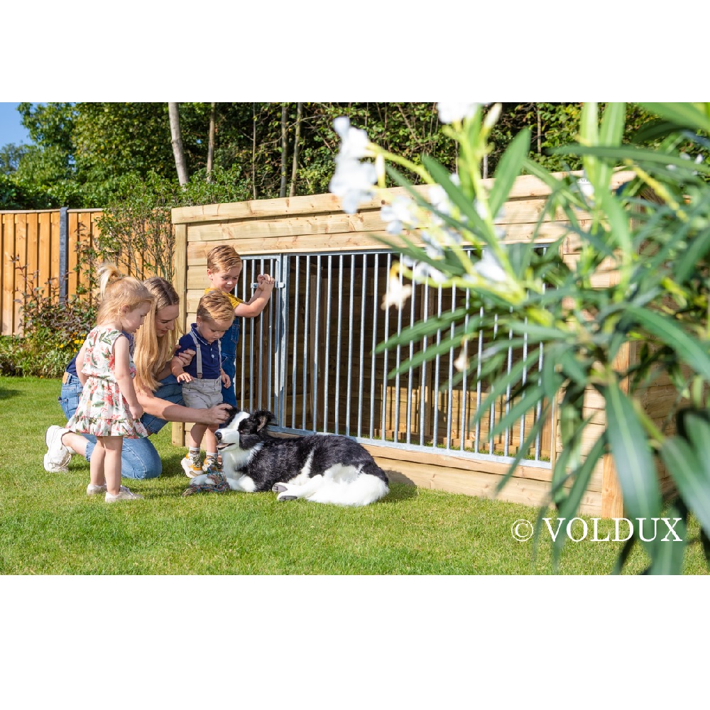 Voldux hondenkennel Luna 260x132x130 cm onderhoudsvrije buitenkennel met kennelpaneel en schuin dak