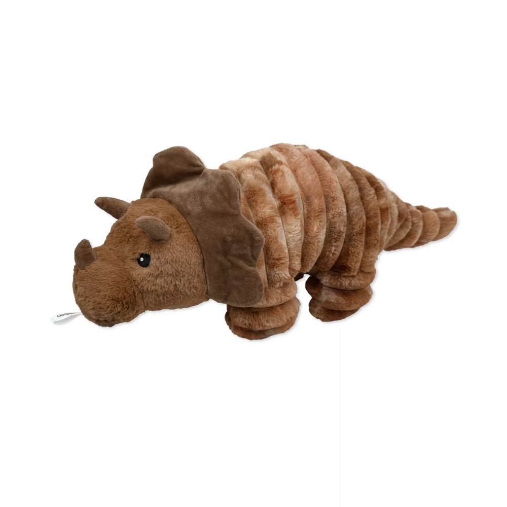 Quapas Hondenknuffel XXL Triceratops in bruine tinten met zacht pluche en ingebouwde pieper