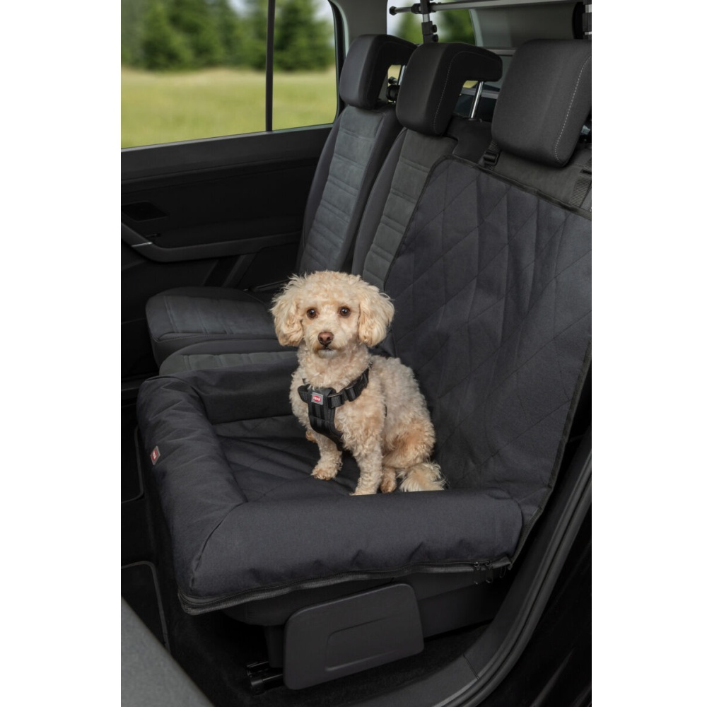 TRIXIE autostoel kussen voor hond zwart 61 × 10 × 50 cm met gordeldoorvoer