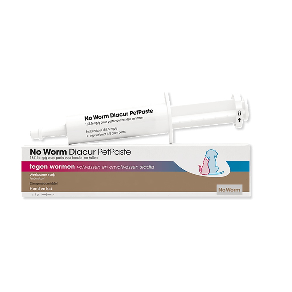 No Worm Diacur PetPaste 4,8 g ontwormingspasta met fenbendazol voor hond en kat