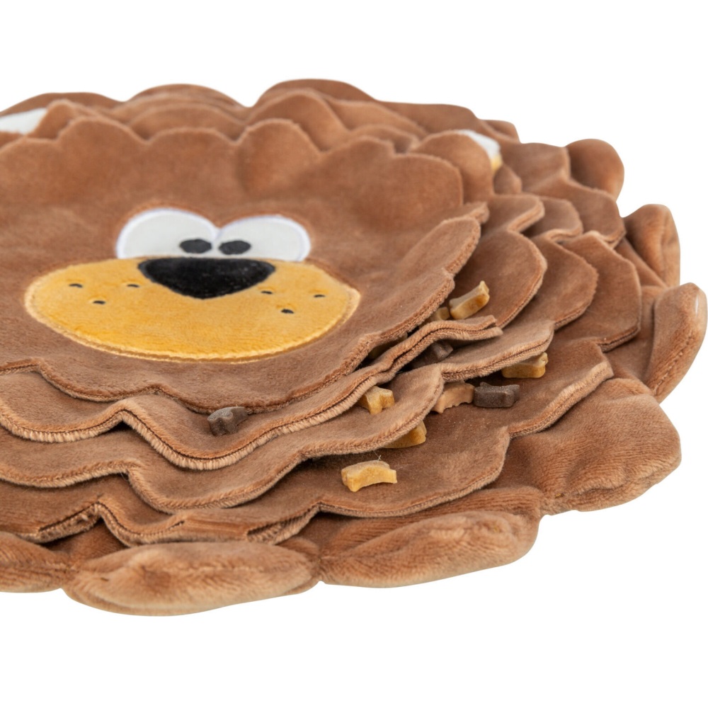 TRIXIE Snackleeuw bruin 26 cm pluche hondenspeelgoed om met snacks te vullen
