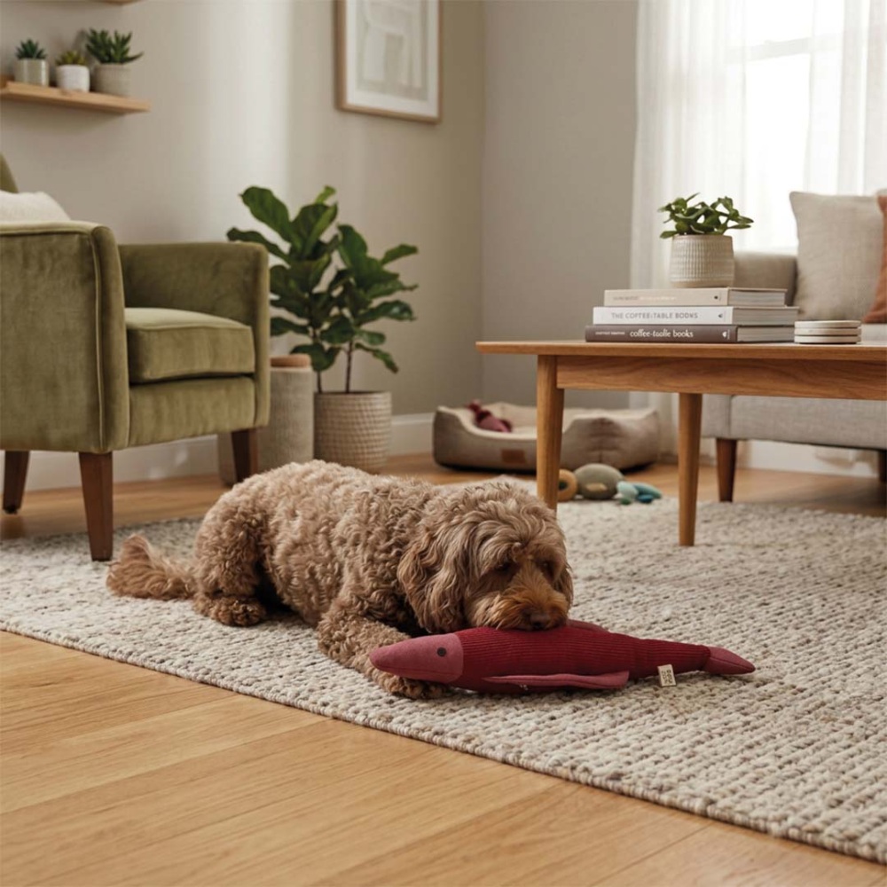 D&D HOME Knuffelspeeltje RIV bordeaux vis 47 cm voor honden