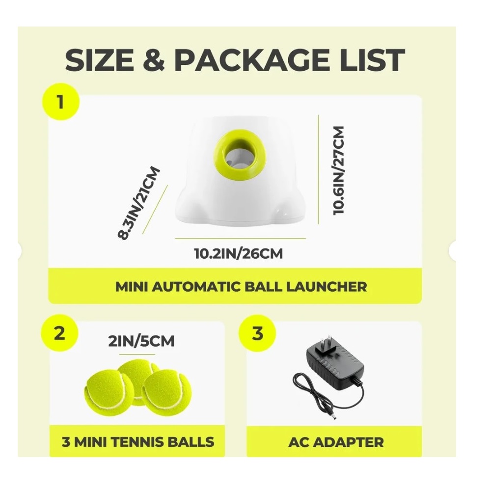 AFP Hyper Fetch Mini automatische ballenwerper wit met 3 ballen voor kleine honden