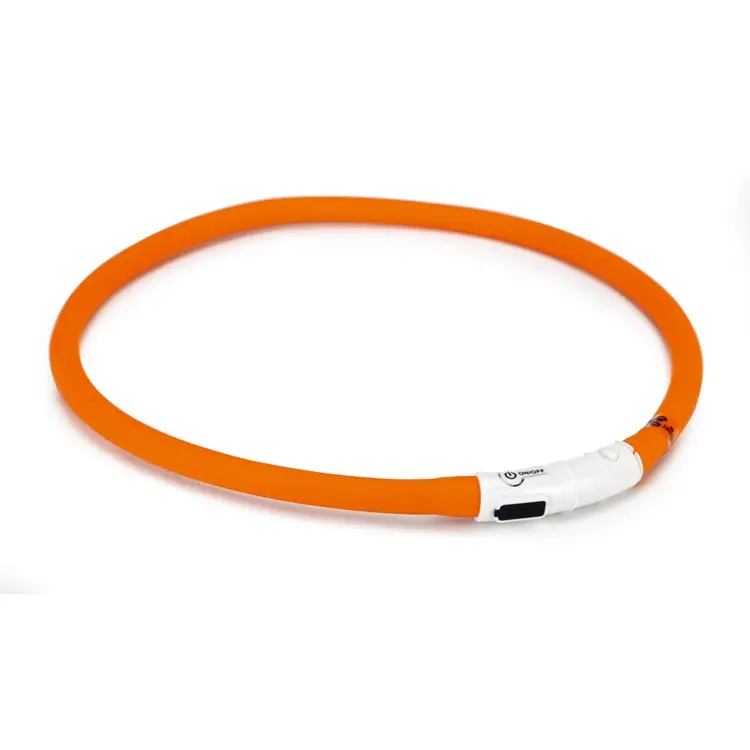 Beeztees Safety Gear Dogini Oranje 70 cm lichtgevende siliconen hondenhalsband