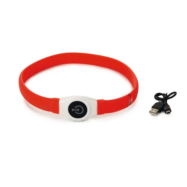 Beeztees Safety Gear Glowy rood 65 × 2,5 cm lichtgevende hondenhalsband
