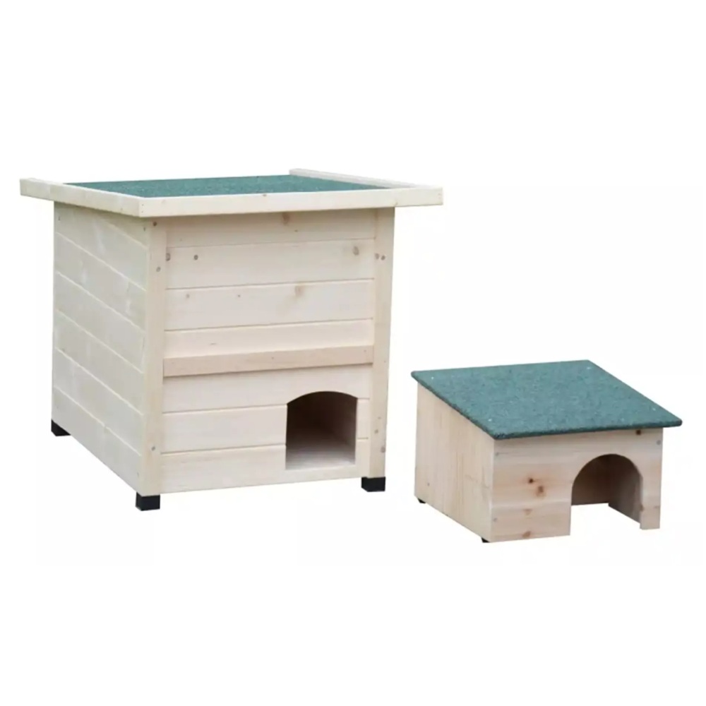 Egelhuis Mansion XL 53 × 65 × 52 cm van hout met tunnelingang en bitumen dak