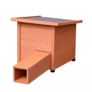 Egelhuis XL 53 × 65 × 52 cm van hout met egeltunnel en bitumen dak