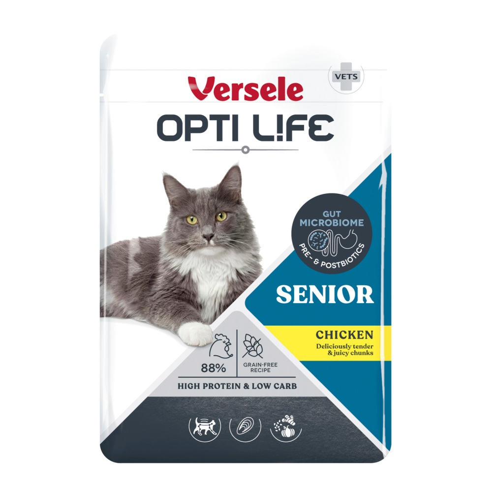 Opti Life Senior Chunks in Bouillon Kip 85 gram voor senior katten